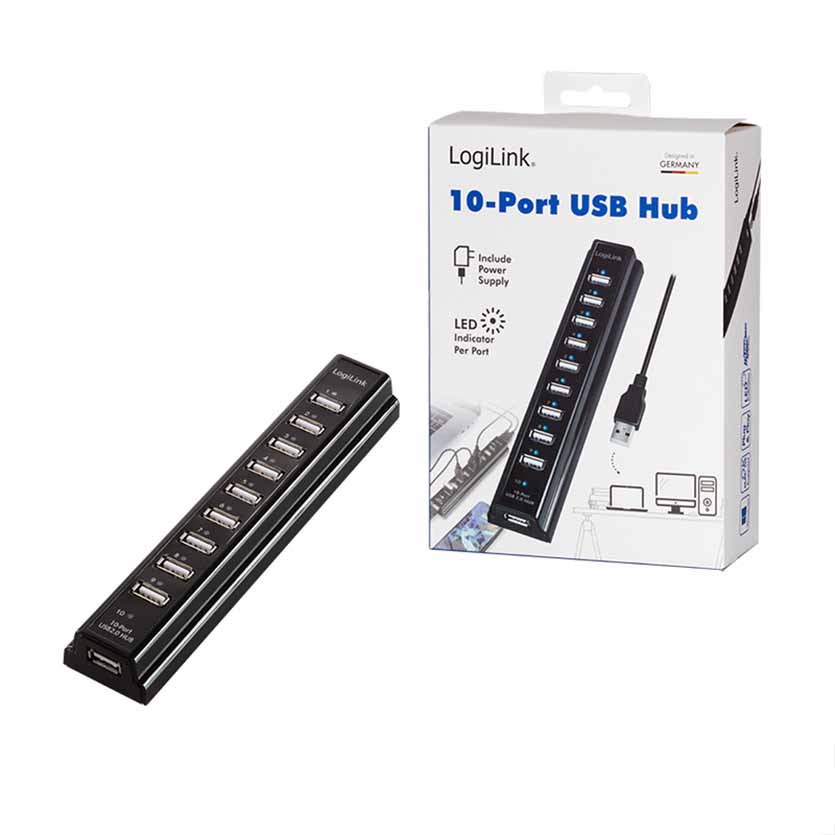 LOGILINK UA0229: USB 3.0 Hub 10-Port + 1x Fast Charging Port at